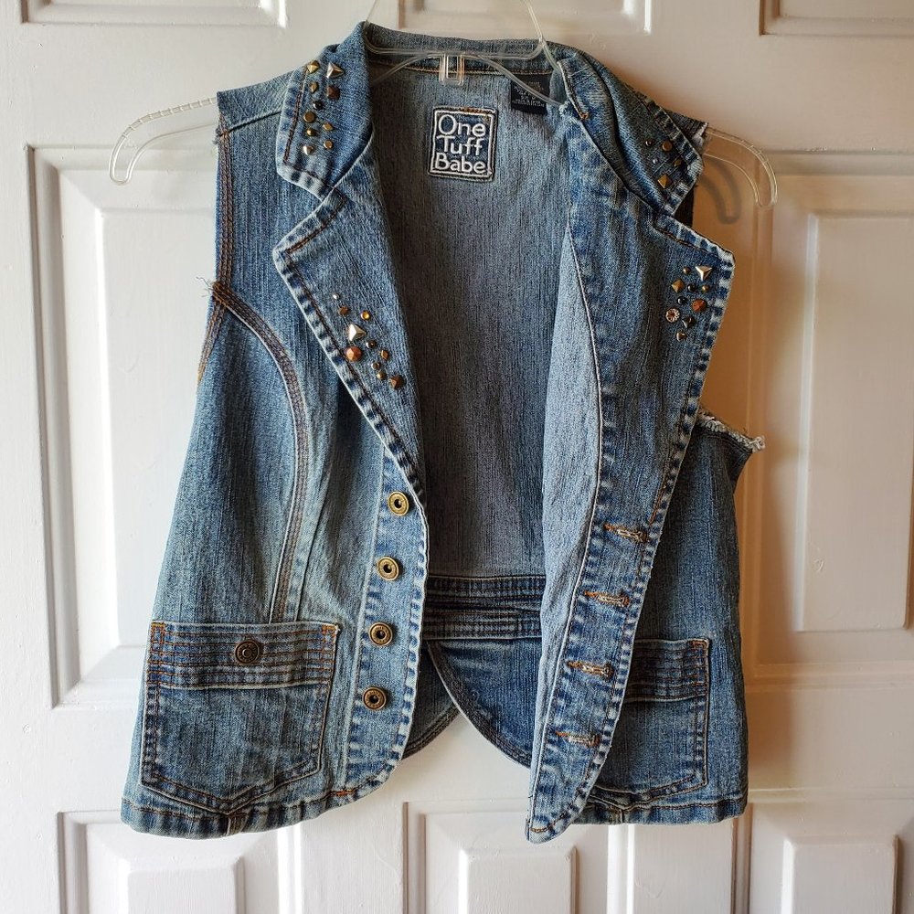 Women's Blue Jean Studded Vest - Size Medium- Used
